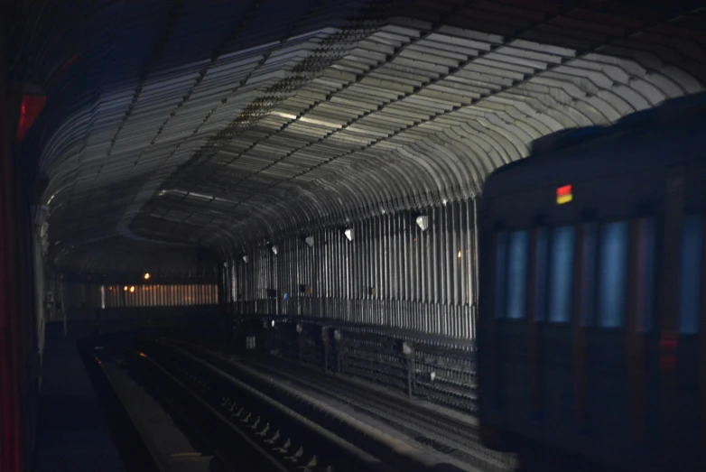 a train pulling into the station is lit up