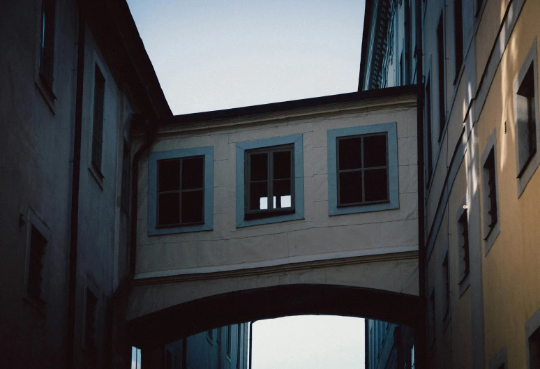 an overhead view of a building with two windows