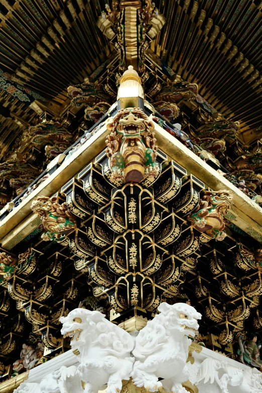 a structure with different decorations on the ceiling