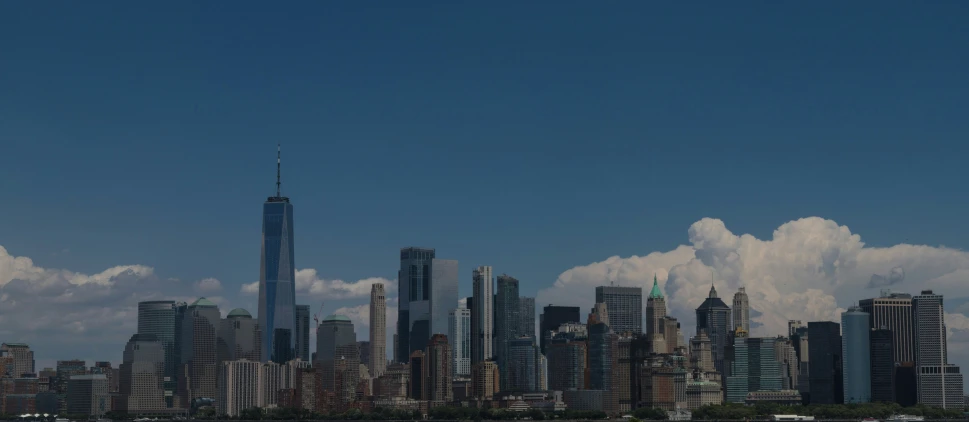 a large boat floats through the water of new york city