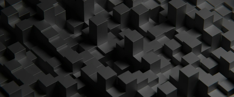 the black cubes of a black background are very abstract