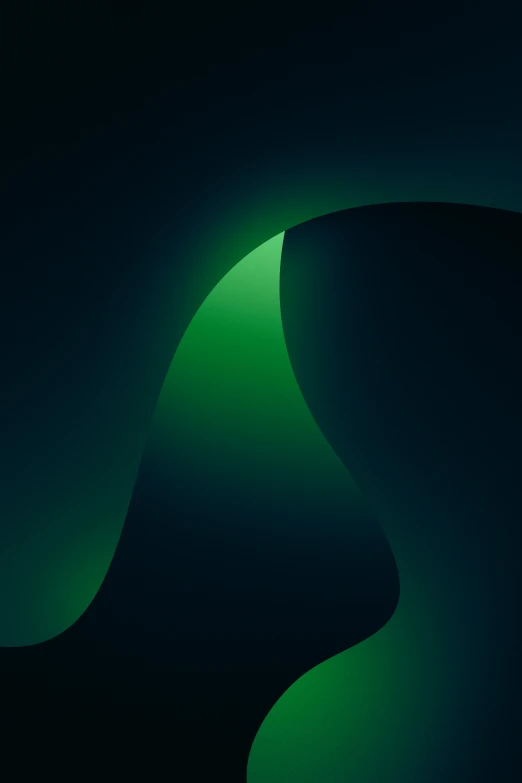 a curve in the dark with green lights