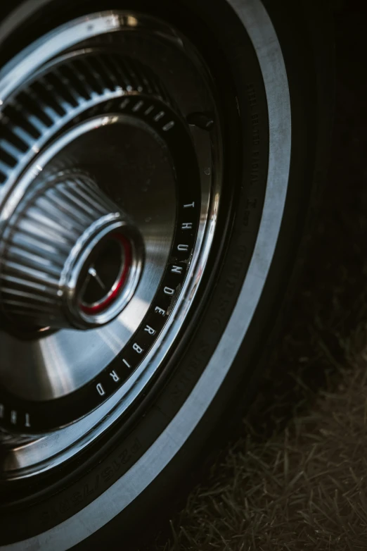 a close up view of a wheel and tire