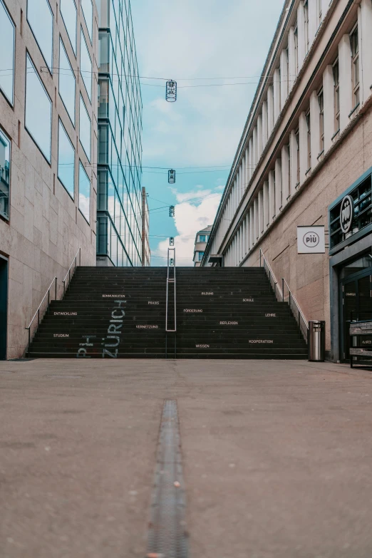 some steps and a building on the street