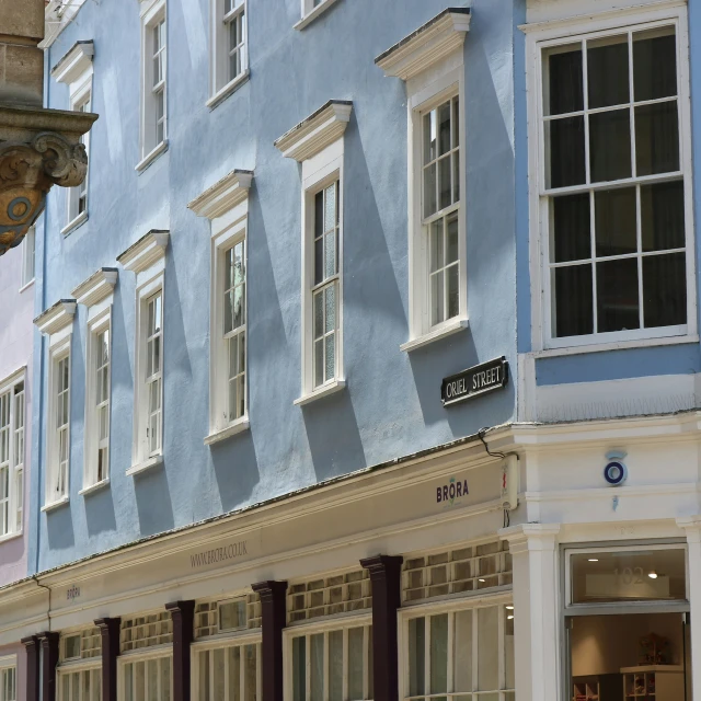 a row of buildings in a residential area