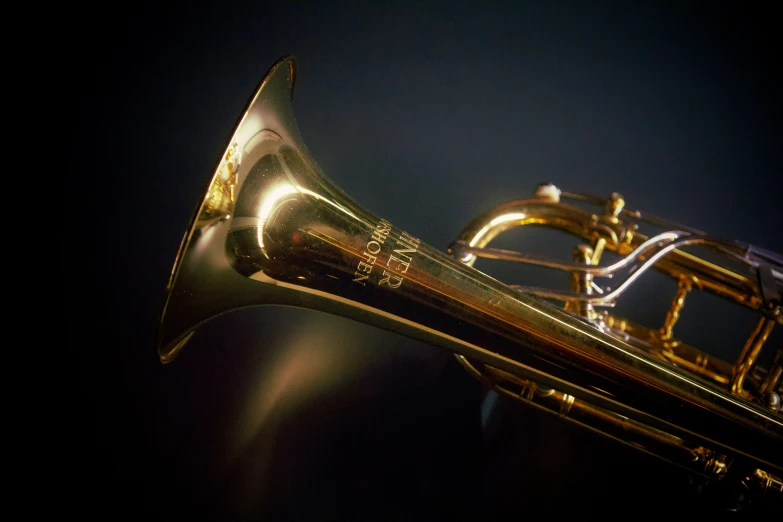 a close up s of a trumpet taken from below