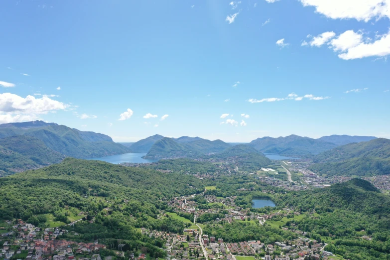 this is an image of a village and mountain range