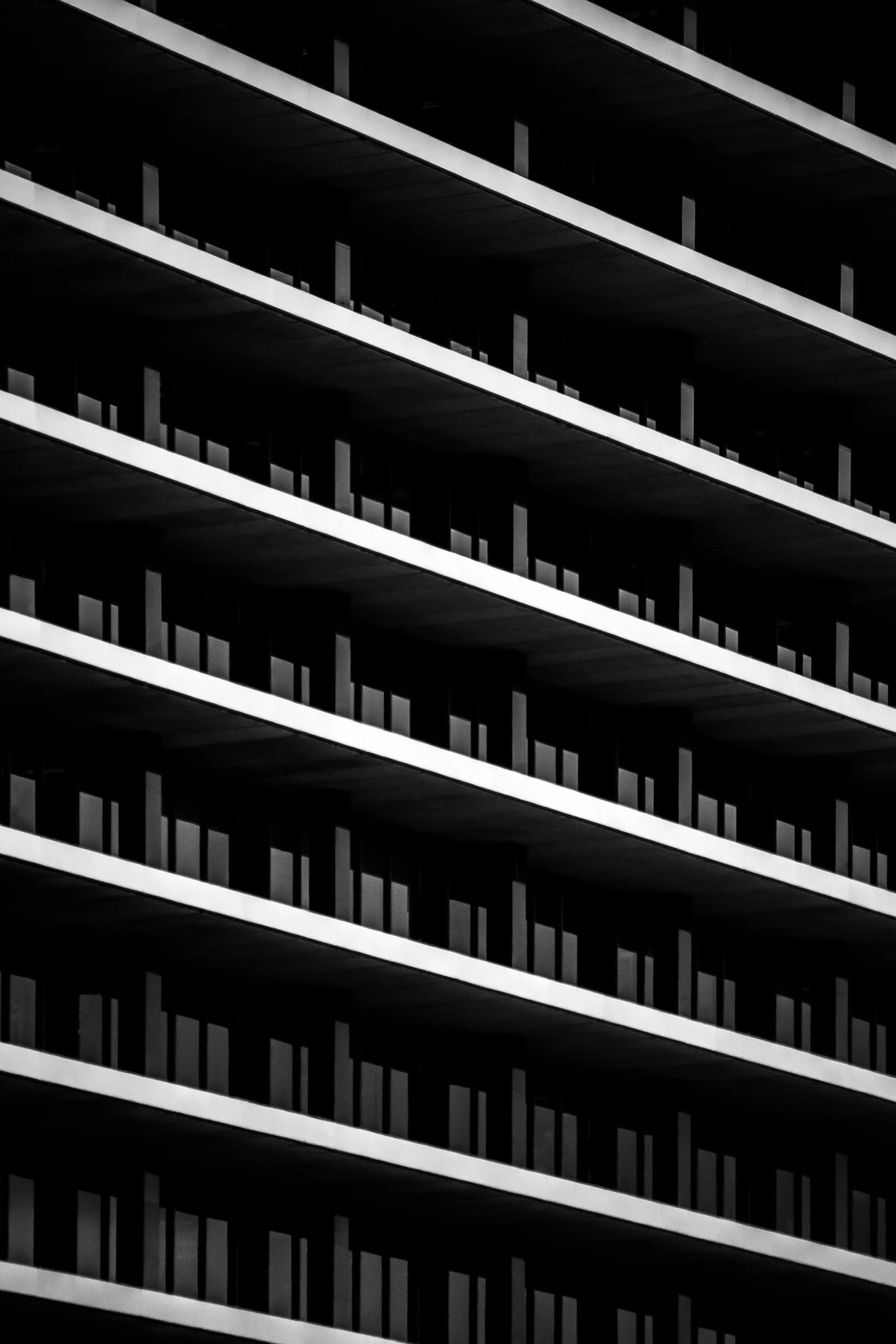 multiple balconies on the side of a building