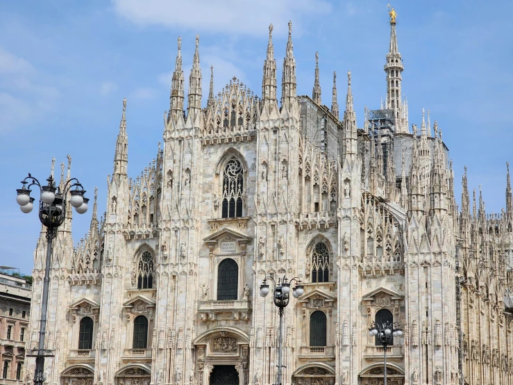 the facade and side of the gothic architecture