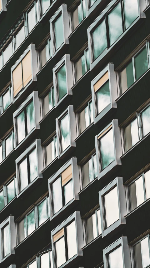 many windows are shown in a skyscr building