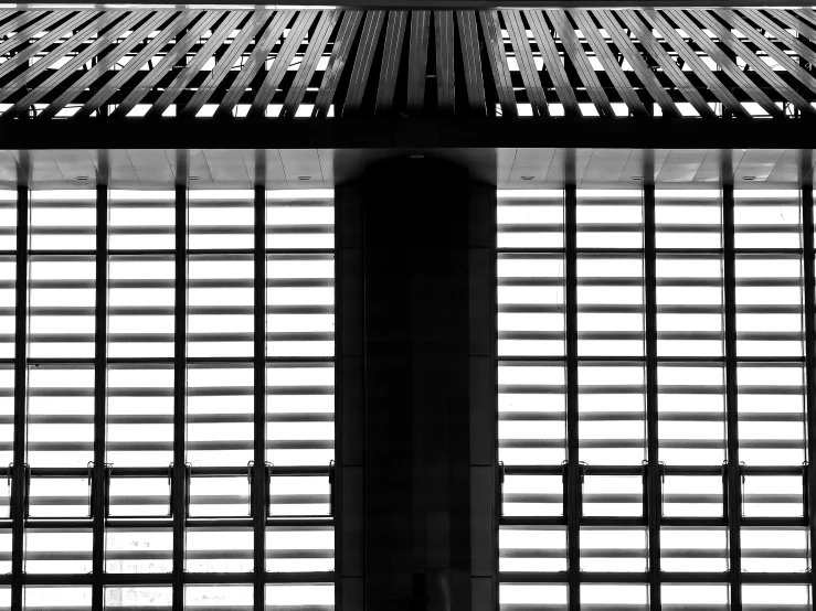 black and white pograph of a window covered with squares