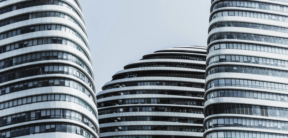 two black and white tall buildings in london