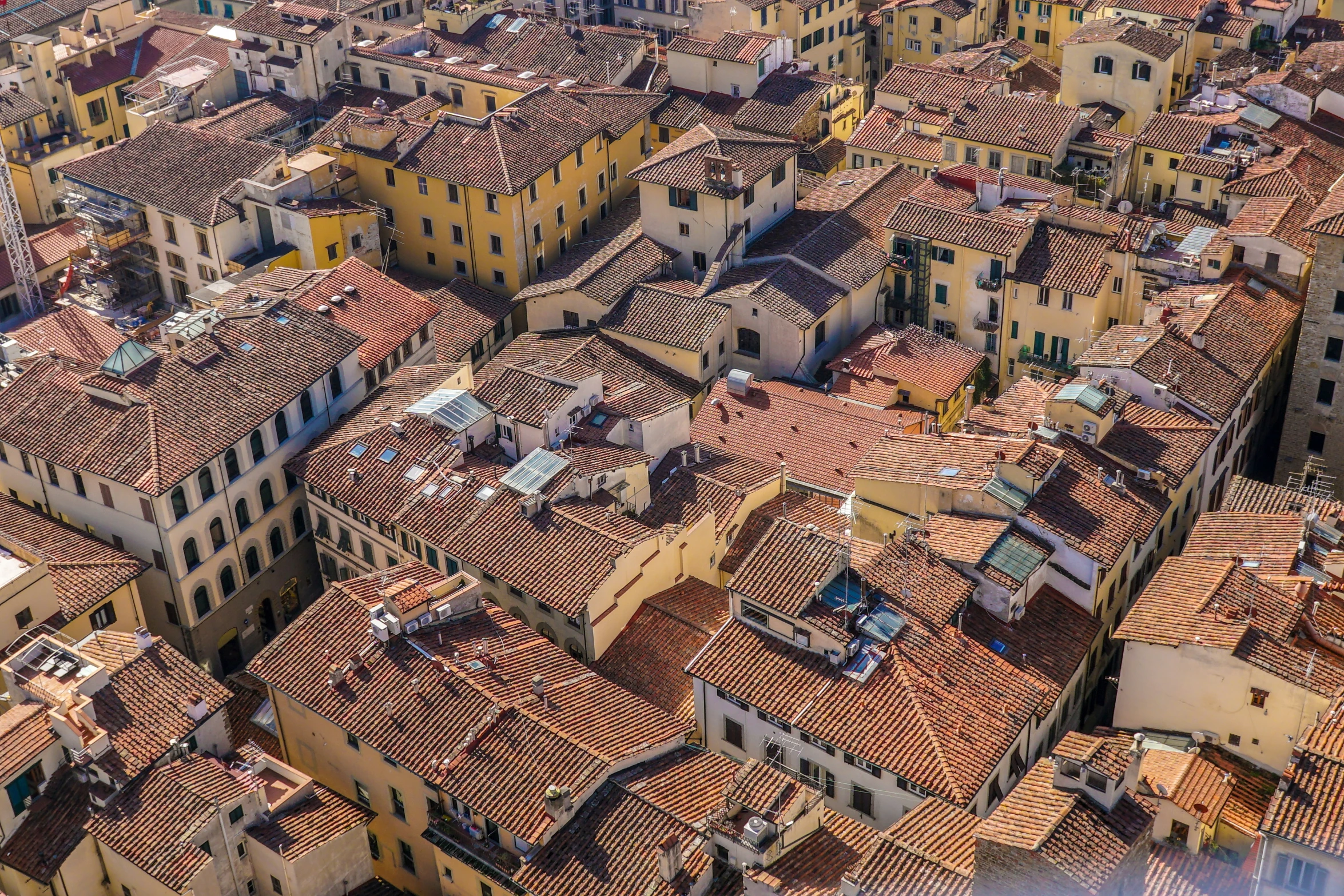 aerial view of a city that's very old