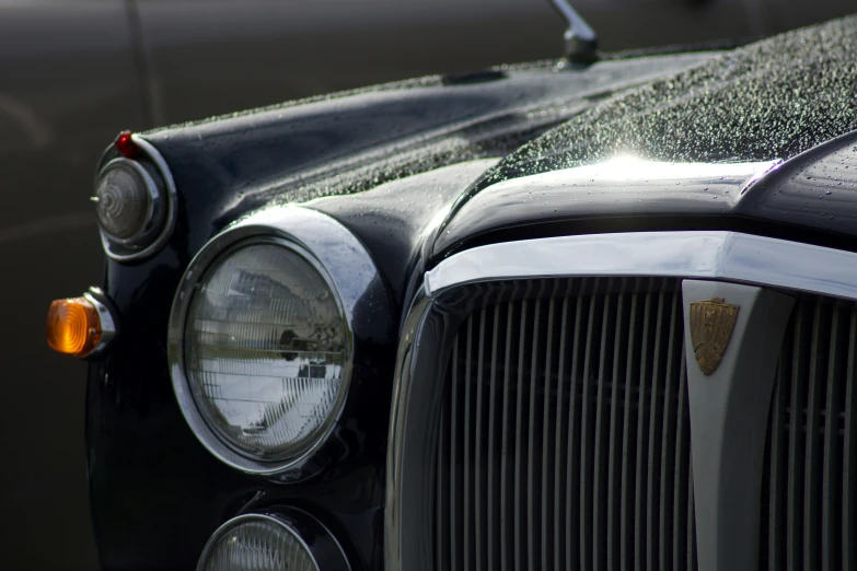 close up on a shiny old style car