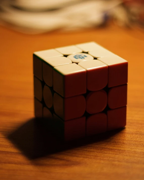a rubik cube with three different sides in color