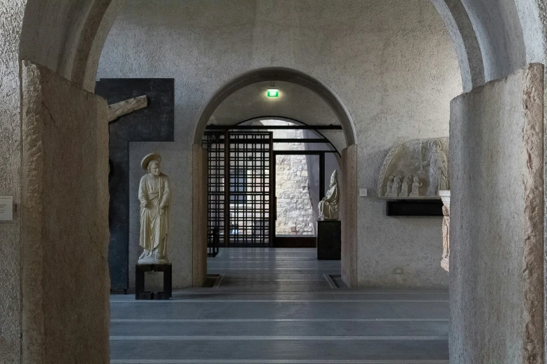 this is an image of a hallway in a museum