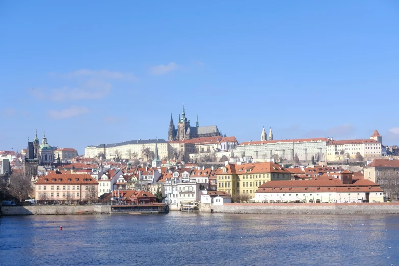 a city is shown sitting in the water