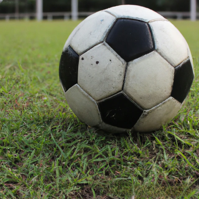 a black and white soccer ball sitting in the grass