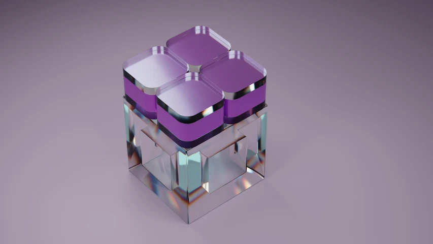 a 3d illustration of four square objects in glass