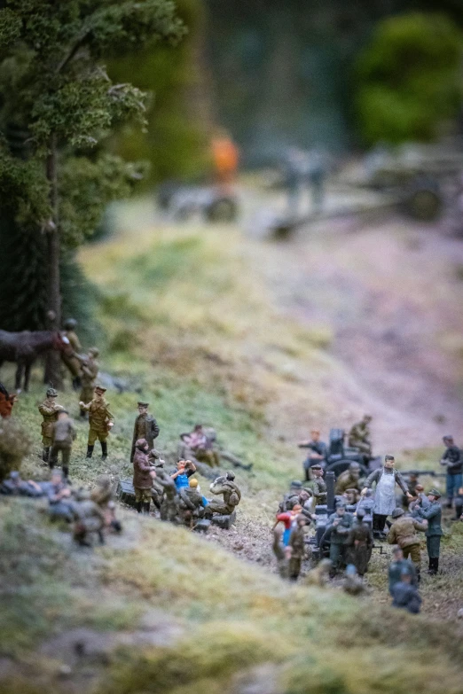 a toy soldier's group on the side of a hill