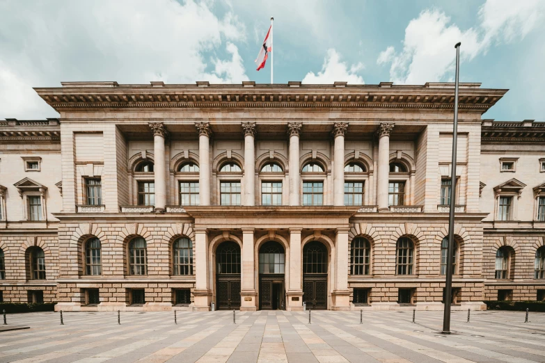 the courtyard outside of an old building