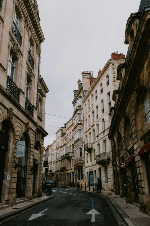 the street of old european town with buildings