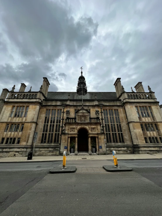 a large building sitting on top of a street