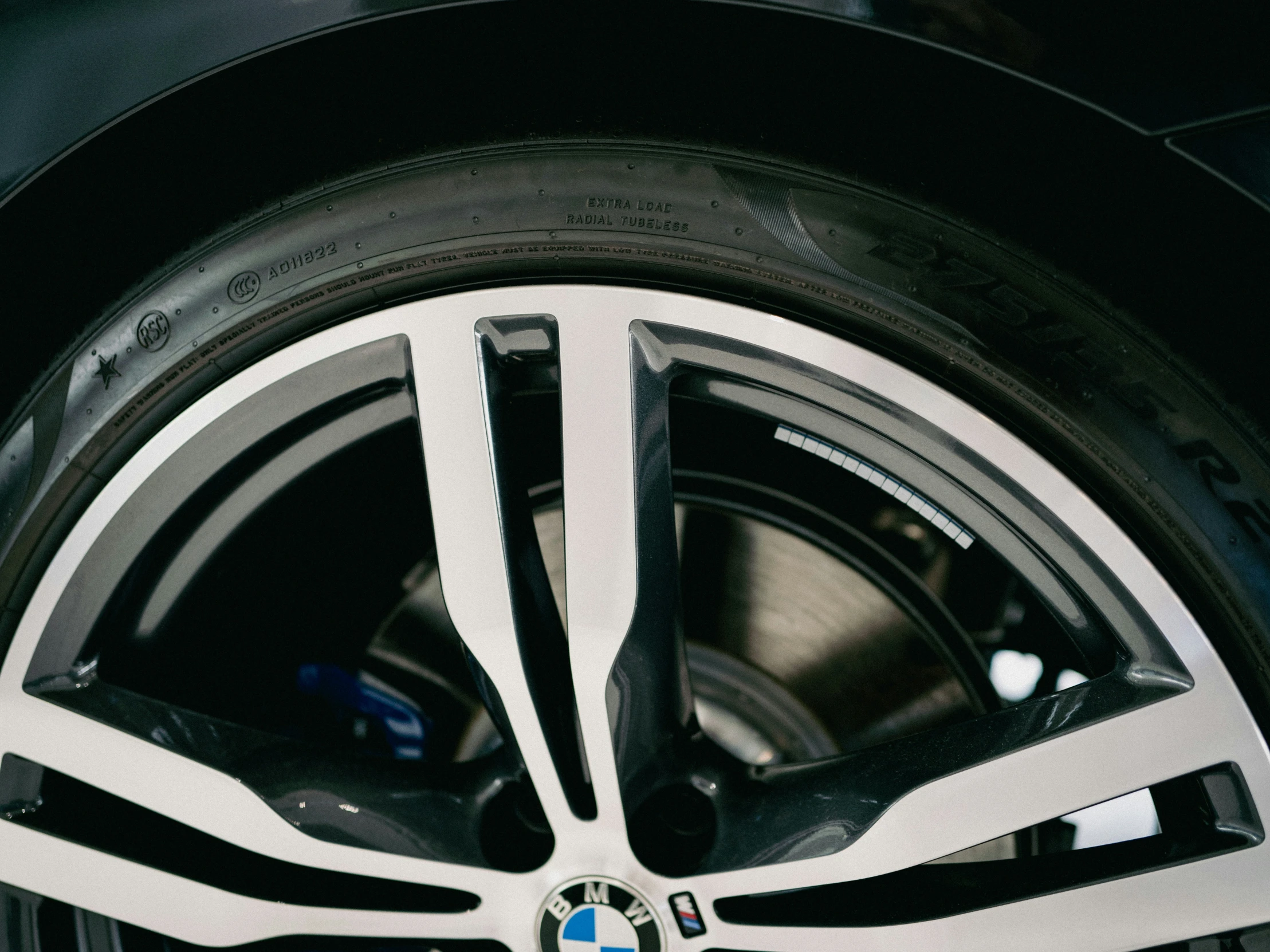 tire wheel and spokes from a bmw car