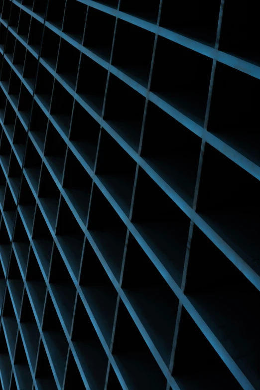 a stack of shelves in a dark room