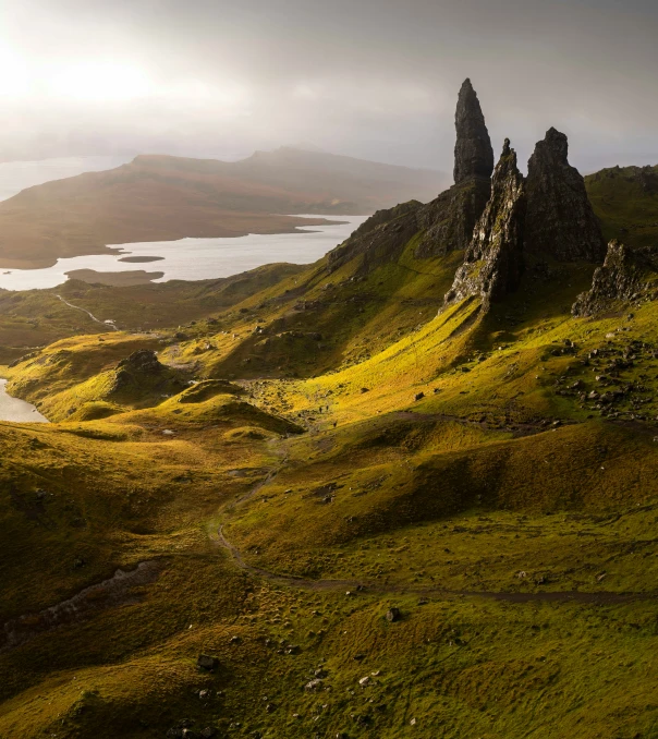 a small hill that has some grass growing on it