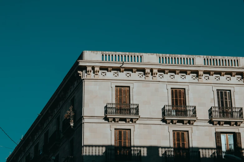 the building has balconyes and balconies on it