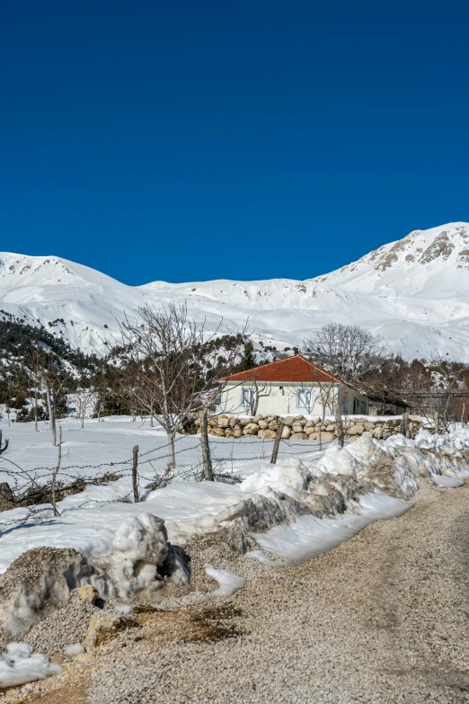 a person riding a snow bike through the snowy countryside