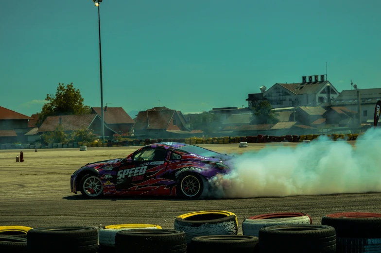 a car with some smoke billowing out of it's exhaust system