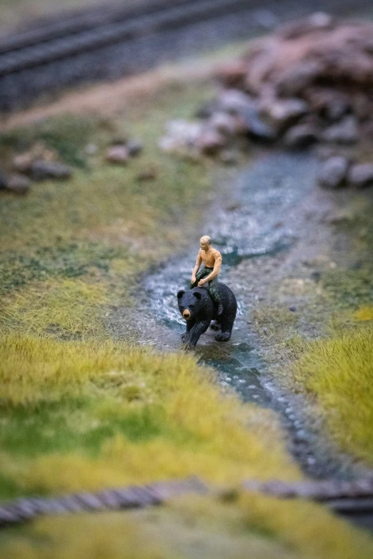 a blurry pograph of a person on a horse