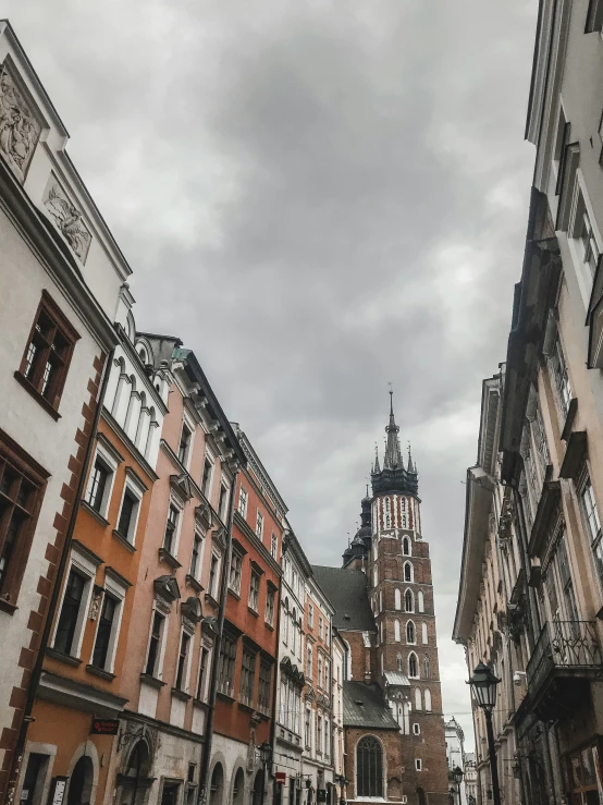 several buildings on a city street near each other