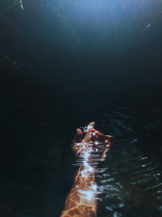 a person is floating in the water