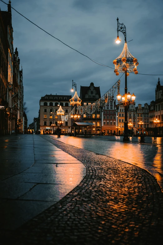 a street that has a bunch of lights on it