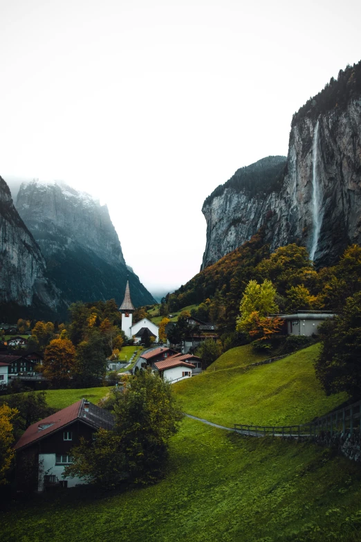 a small village near a mountain range