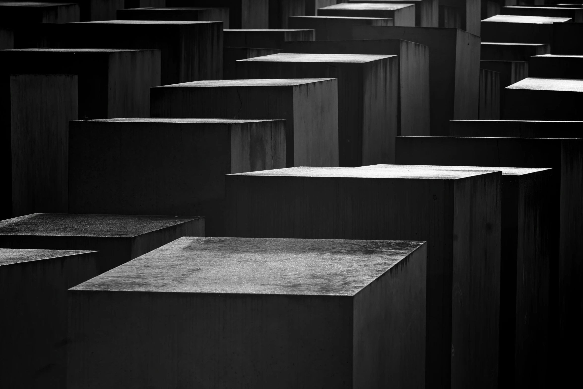 many large cement blocks sitting in a room