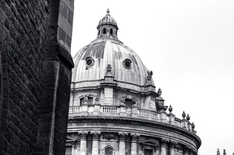 a black and white image of a large building