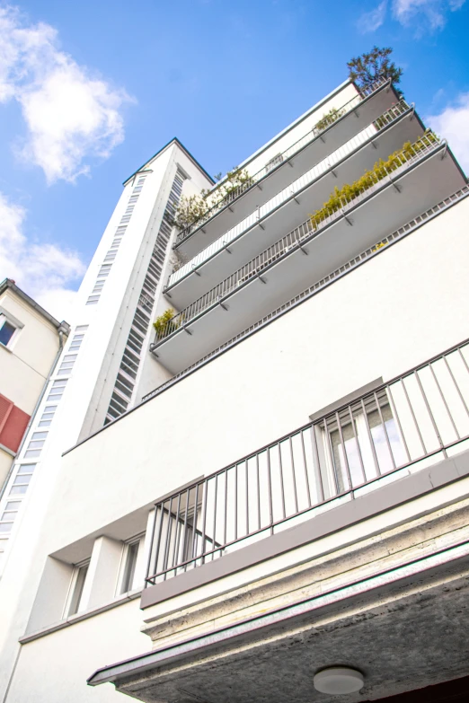 the balcony and balconies of an apartment building