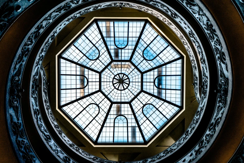 a stained glass window in the shape of a circle