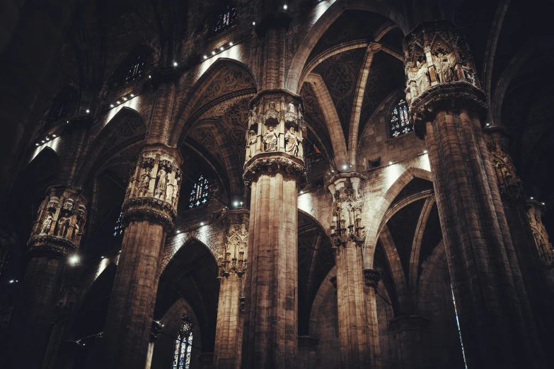 the ceiling is illuminated in the gothic building