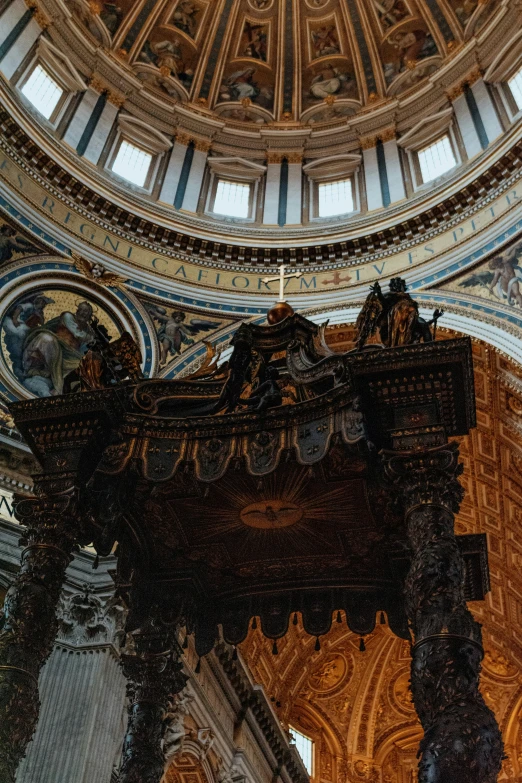 the inside view of a dome and ceiling