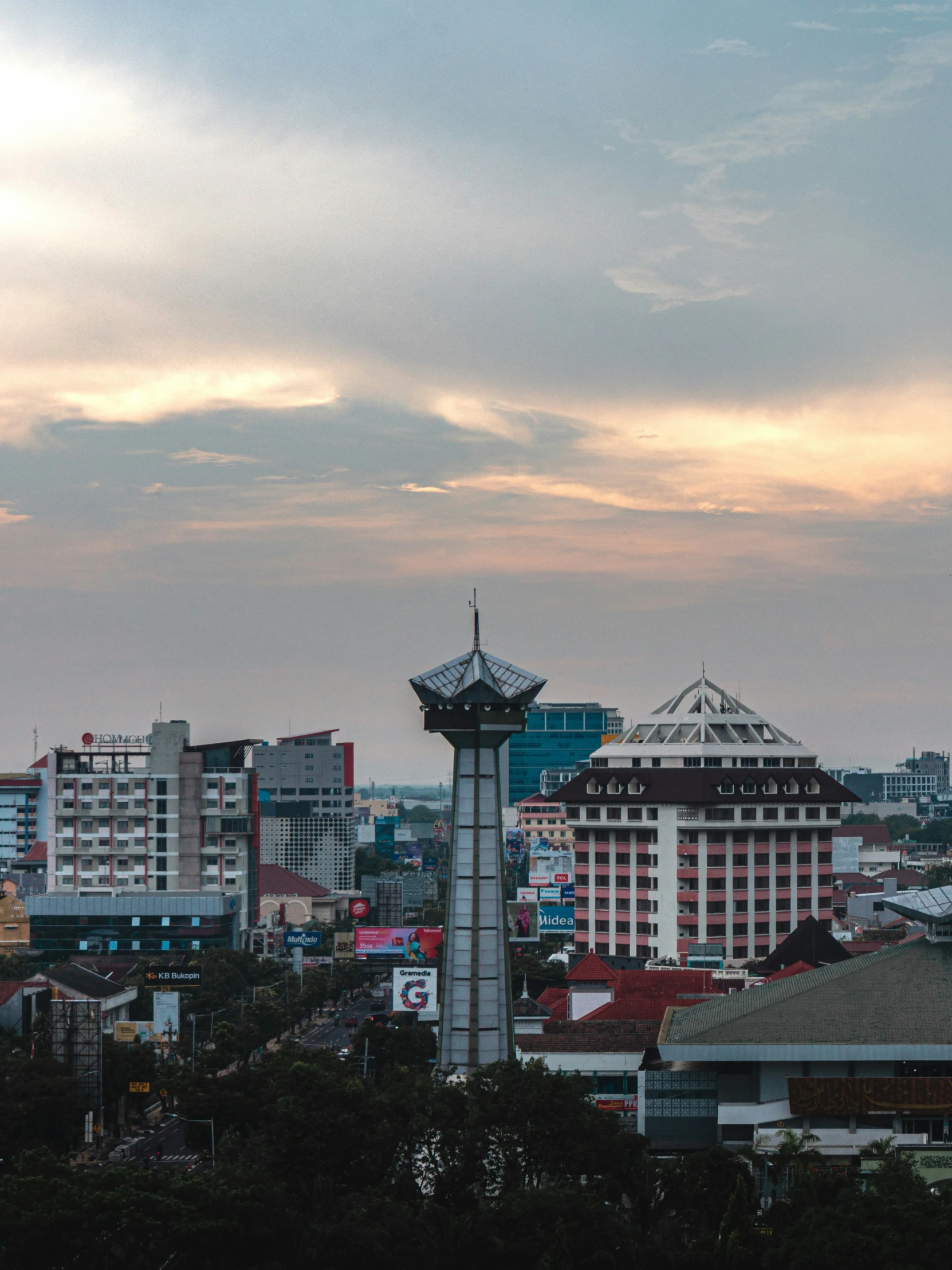 an aerial view of a city that is very high