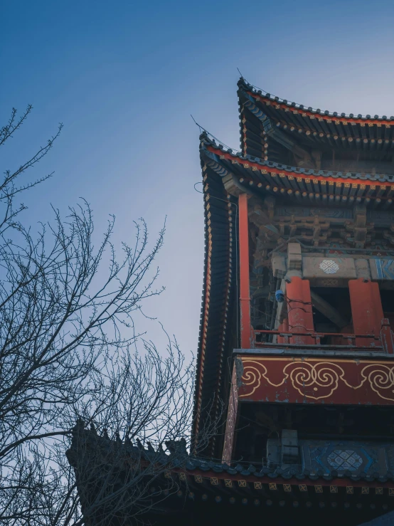 the view from the outside of a chinese building