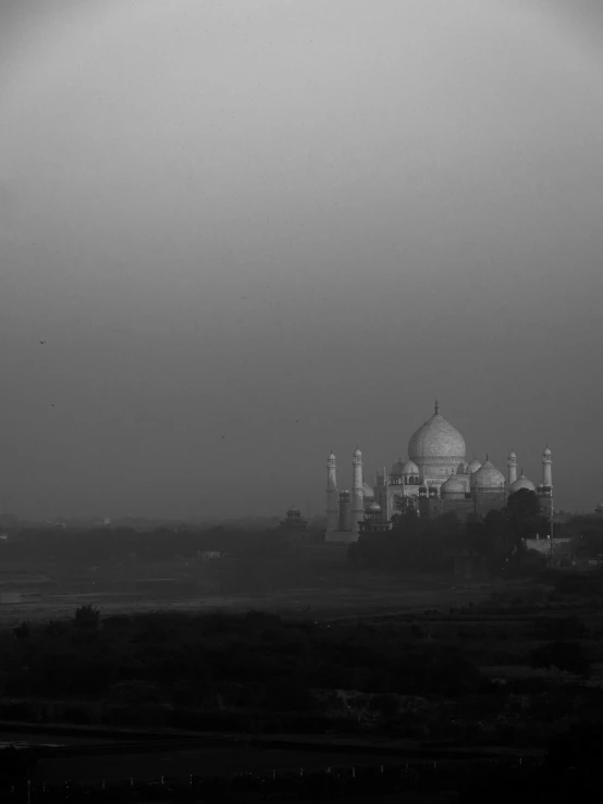 an aerial view of the taj mahal from the top of the hill