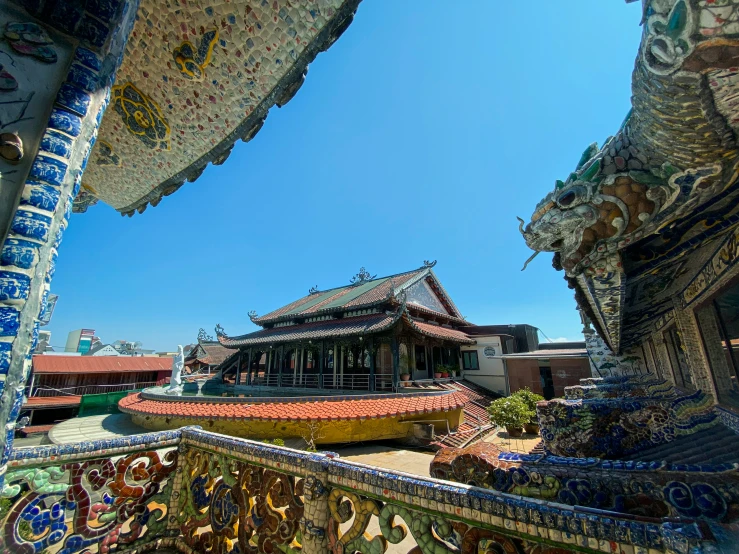 an elaborate roof on top of a building