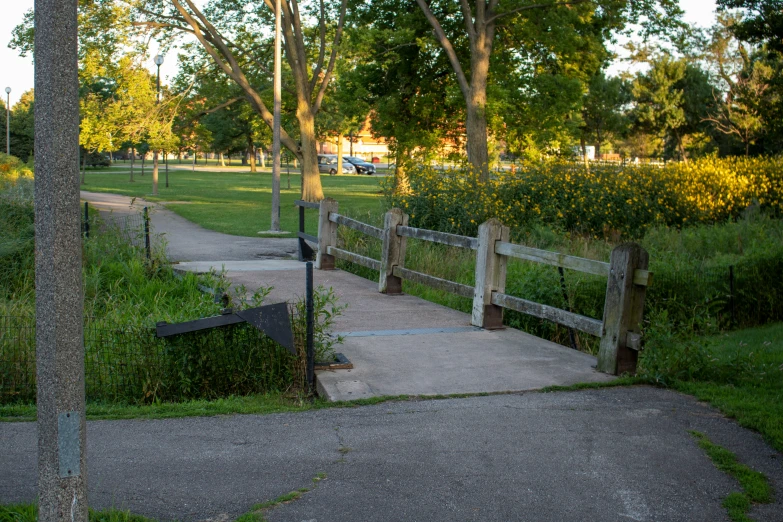 the trail runs parallel with a walking bridge