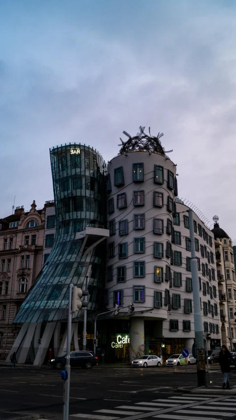 a tall building with multiple stories on top of it